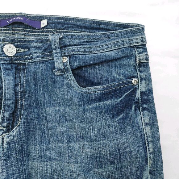 Vigoss Capri Jeans Distressed Rise Blue Denim Juniors Size 9 - Picture 6 of 13